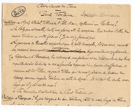 Lucien Descaves. "Petites causes du jour", texte sur Paul Verlaine