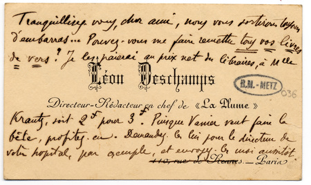 Lettre autographe signée de Léon Deschamps