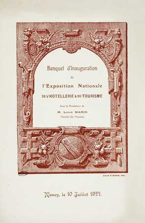 Banquet d’Inauguration de l’Exposition Nationale de l’Hotellerie &amp; du …