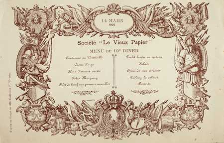 Société “Le Vieux Papier” – Menu du 19e Dîner – 14 Mars 1905