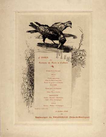Menu - 4e Dîner des Parisiens de Paris et d’ailleurs – 6 Juillet 1906