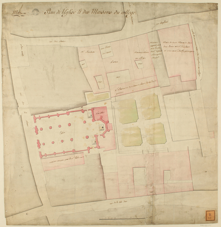 Metz 1768 : plan de l'église et des maisons du Collège