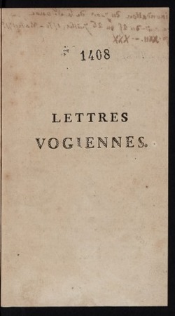 Lettres vôgiennes, ou lettres écrites de Plombières par M. le Chevalier de…