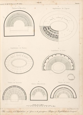 Gran[d]. Plans comparés de l'Amphithéâtre de Gran[d] et des principaux thé…