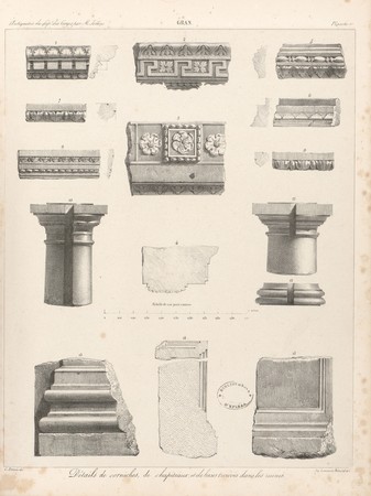 Gran[d]. Détails de corniches, de chapiteaux et de bases trouvés dans les …