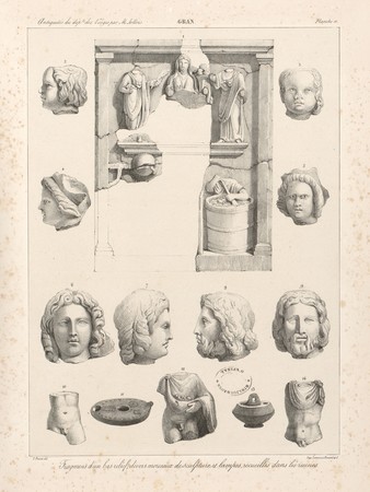 Gran[d]. Fragmen[t]s d'un bas-relief, divers morceaux de sculpture et lamp…