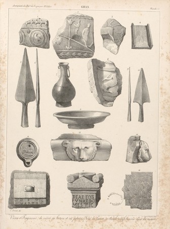 Gran[d]. Vases et fragmen[t]s de vases en bronze et en poterie, fers de la…