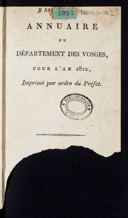 Annuaire  du département des Vosges, pour l'an 1812