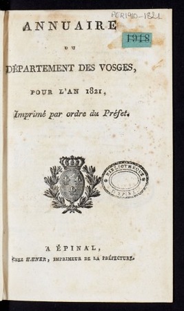 Annuaire du département des Vosges, pour l'an 1821