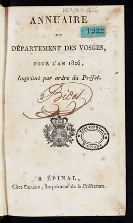 Annuaire du département des Vosges, pour l'an 1826