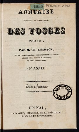 Annuaire statistique et administratif des Vosges pour 1841
