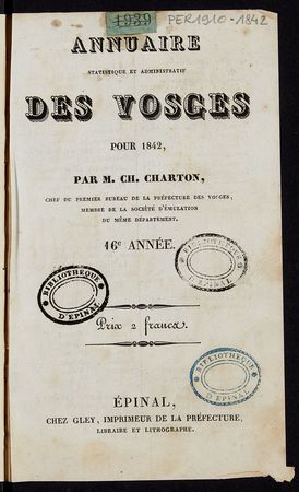 Annuaire statistique et administratif des Vosges pour 1842