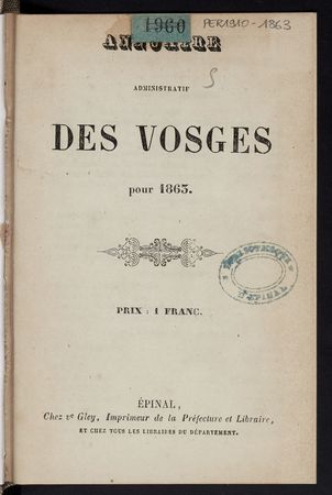 Annuaire administratif des Vosges pour 1863