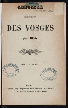 Annuaire administratif des Vosges pour 1864