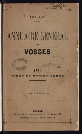 Annuaire général des Vosges 1891
