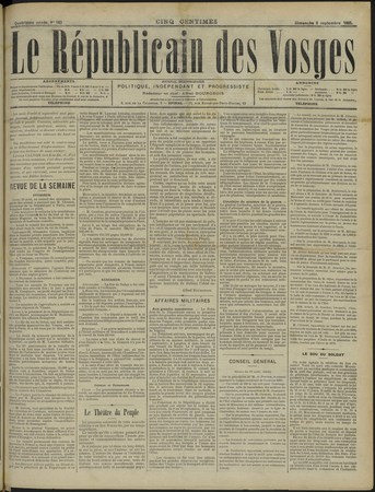 Le Républicain des Vosges, journal hebdomadaire, politique, indépendant et…