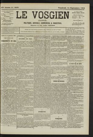 Le Vosgien : journal politique, agricole, commercial et industriel