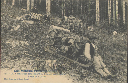 Les Schlitteurs descendant les bois de la montagne, Forêt de l'Urson