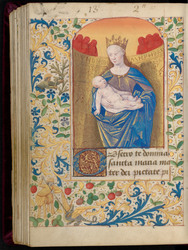 Vierge à l'enfant et bordure décorée