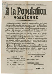 République française. Préfecture des Vosges. A la population vosgienne. Le…