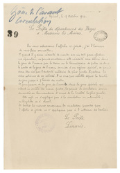 [Lettre datée du 17 Octobre 1914 précisant et accompagnant l'affiche sur l…