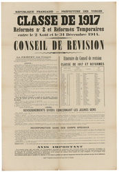 République française. Préfecture des Vosges. Classe de 1917, réformés n° 2…