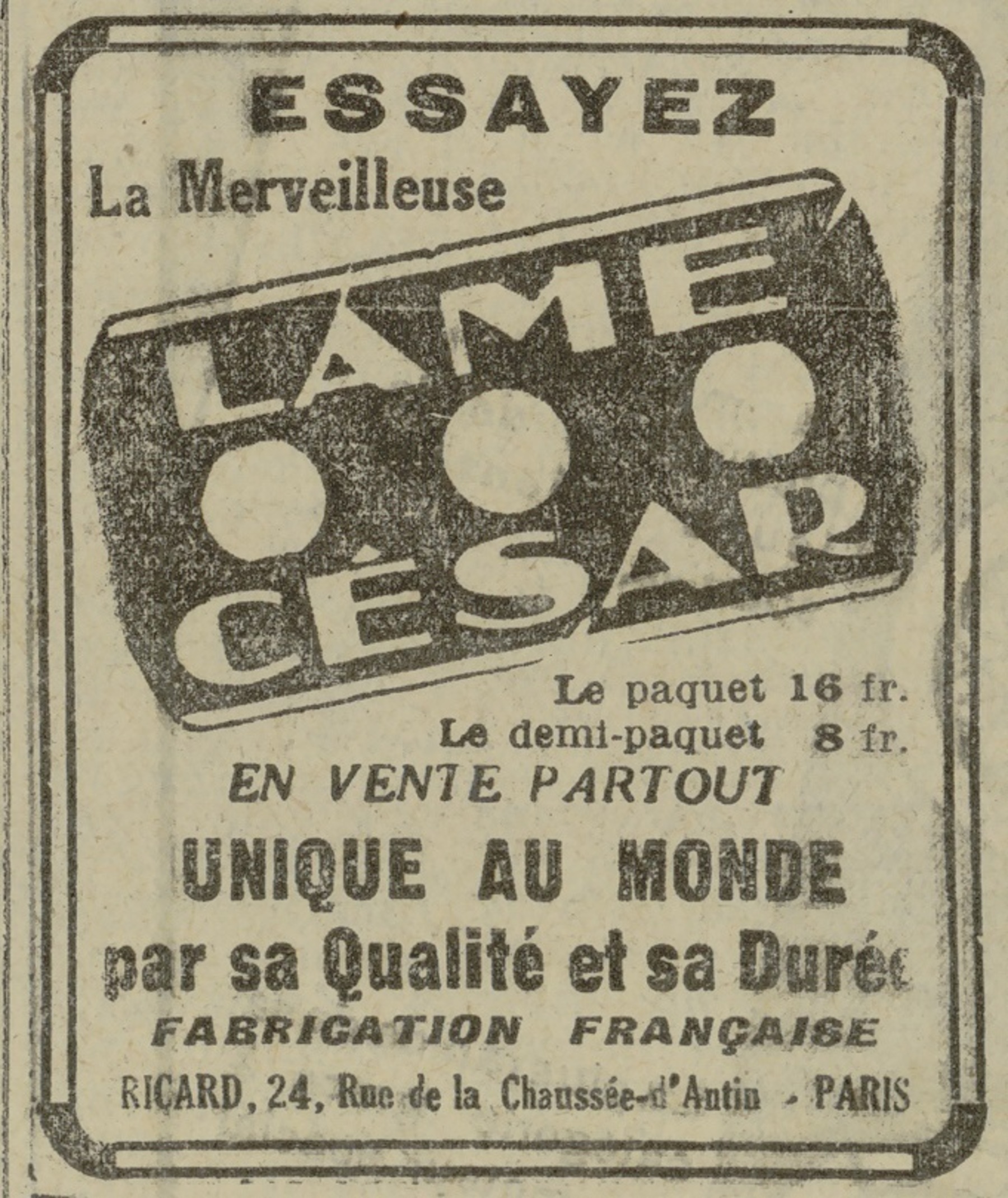 Contenu du La lame César Contenu du La lame César