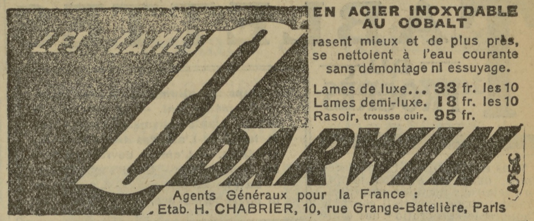 Contenu du Les lames Darwin Contenu du Les lames Darwin