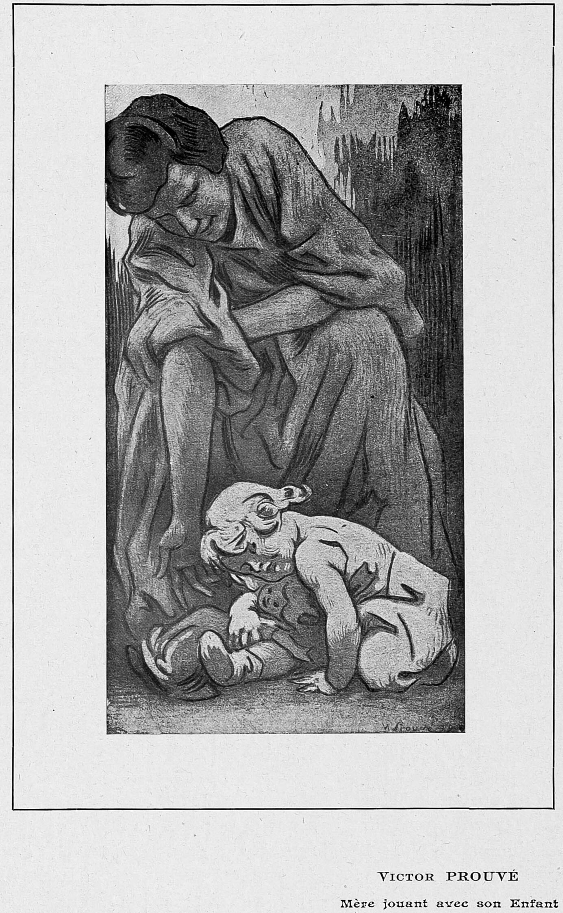 Contenu du Mère jouant avec son enfant, par Victor Prouvé