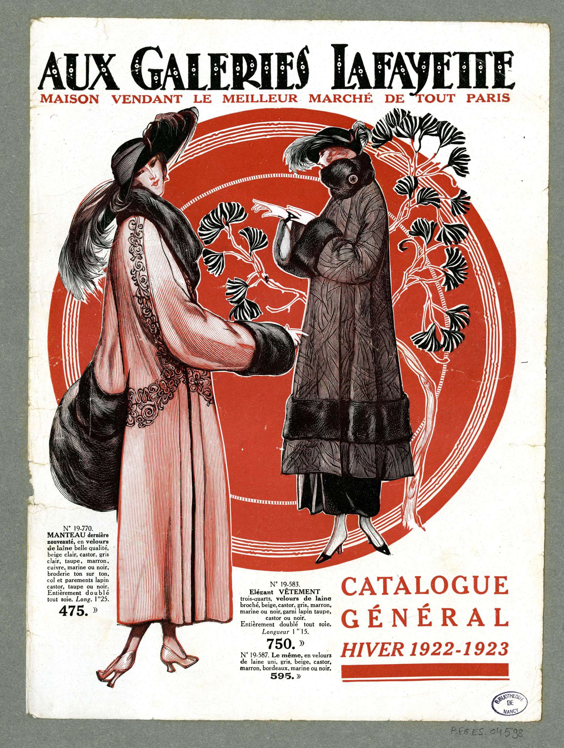 Contenu du Catalogue général, hiver 1922-1923