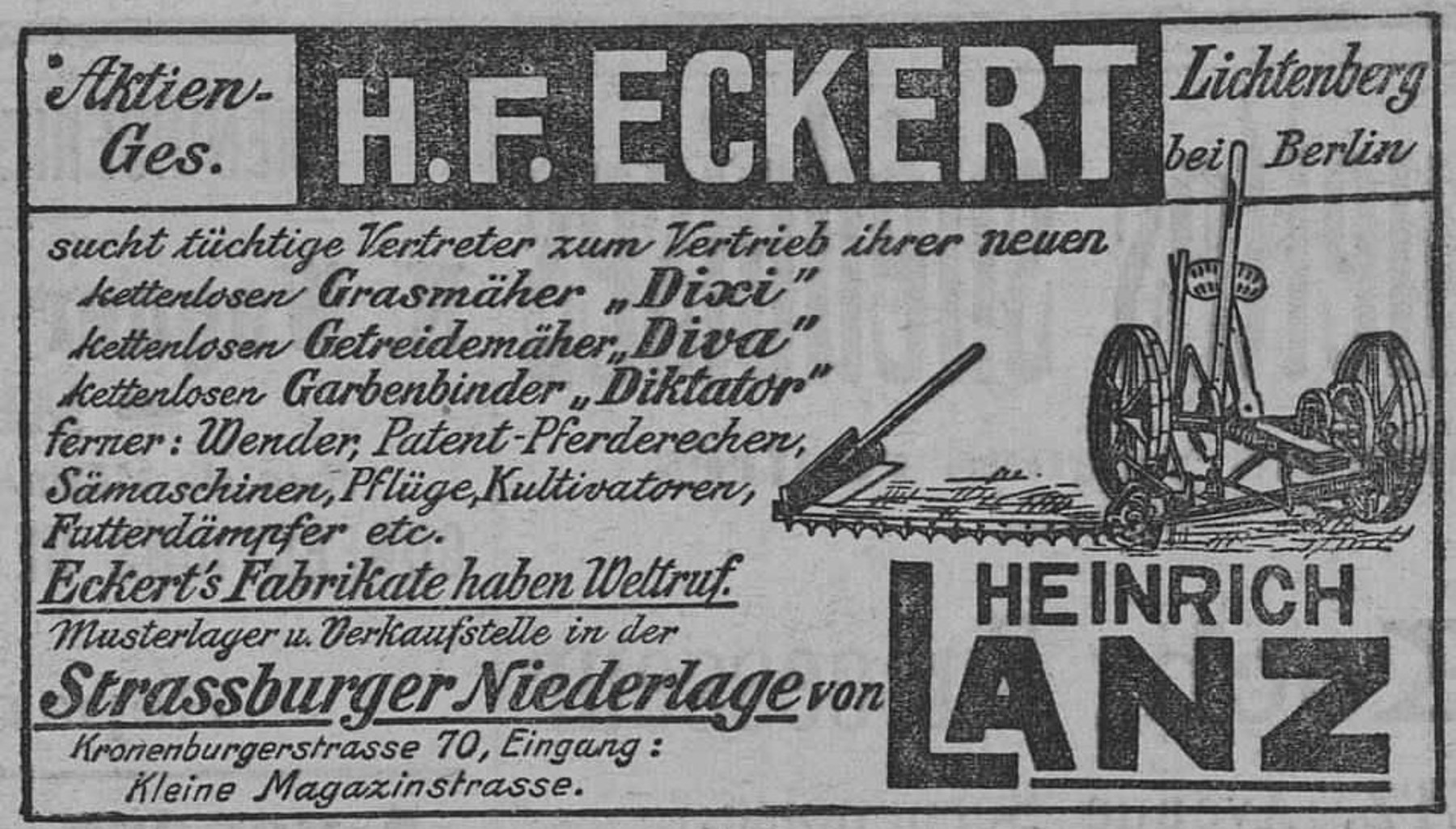 Contenu du Kettenlosen Gramäher « Dixi », kettenlosen Getreidemäher « Diva » Contenu du Kettenlosen Gramäher « Dixi », kettenlosen Getreidemäher « Diva »