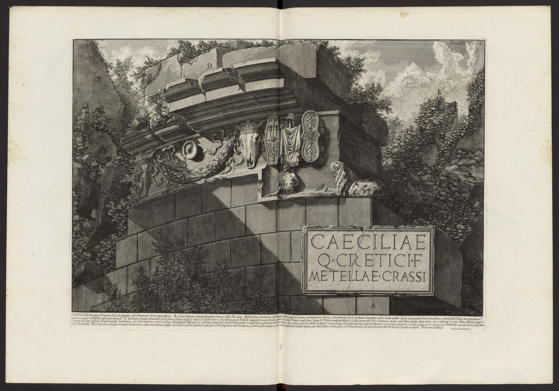 Contenu du Partie de la façade de la tombe de Cecilia Metella