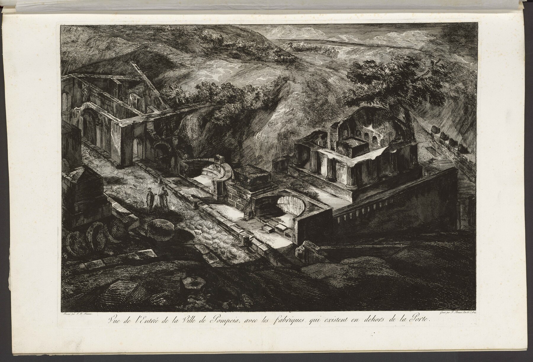 Contenu du Vue de l'entrée de la Ville de Pompeïa, avec les fabriques qui existent en dehors de la Porte