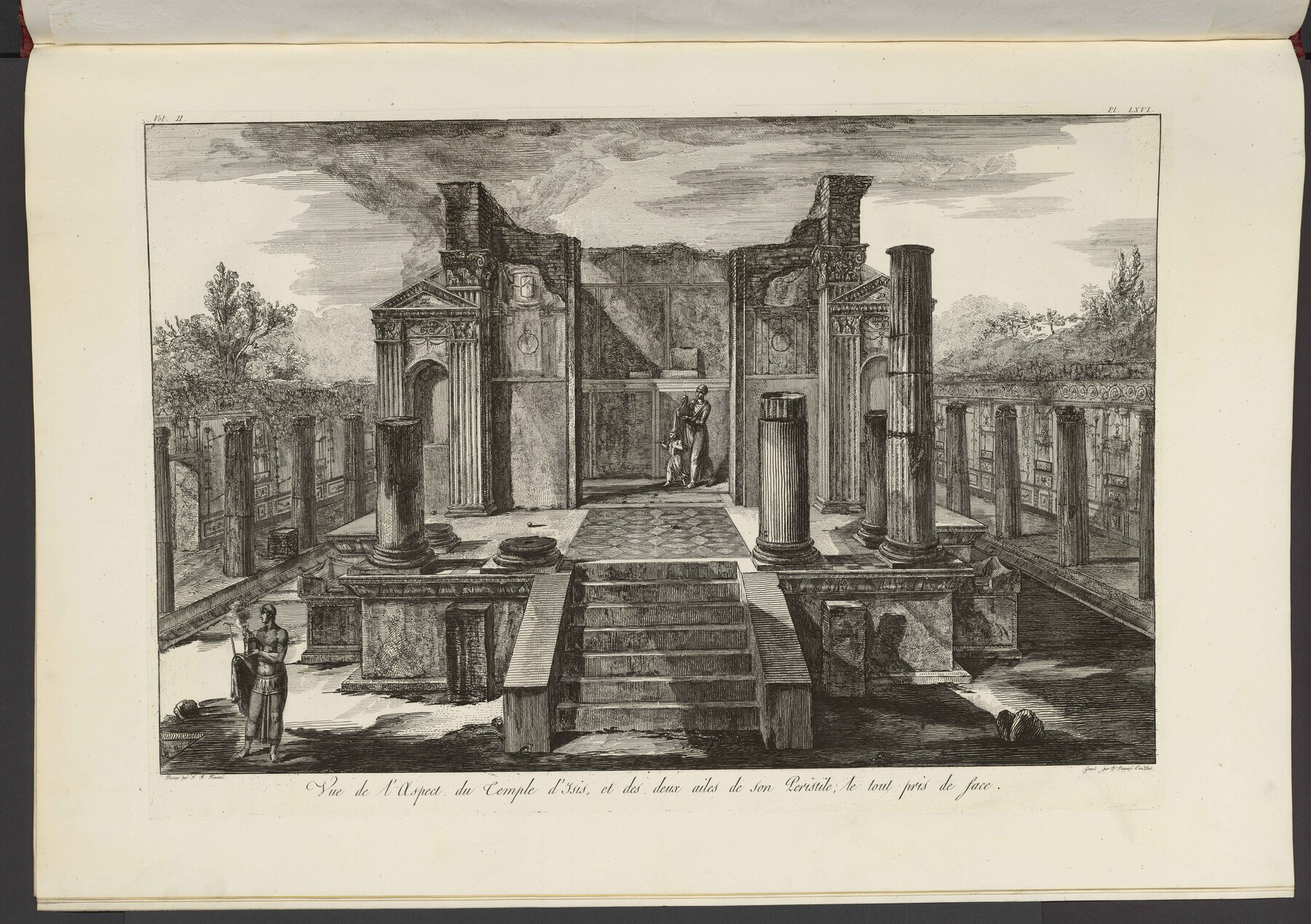 Contenu du Vue de l'aspect du Temple d'Isis, et des deux ailes de son Peristile