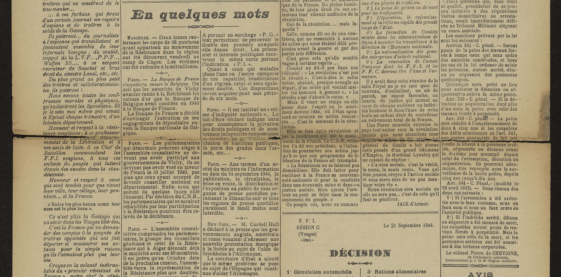 Contenu du La Libération d'Épinal vue par un éditorialiste