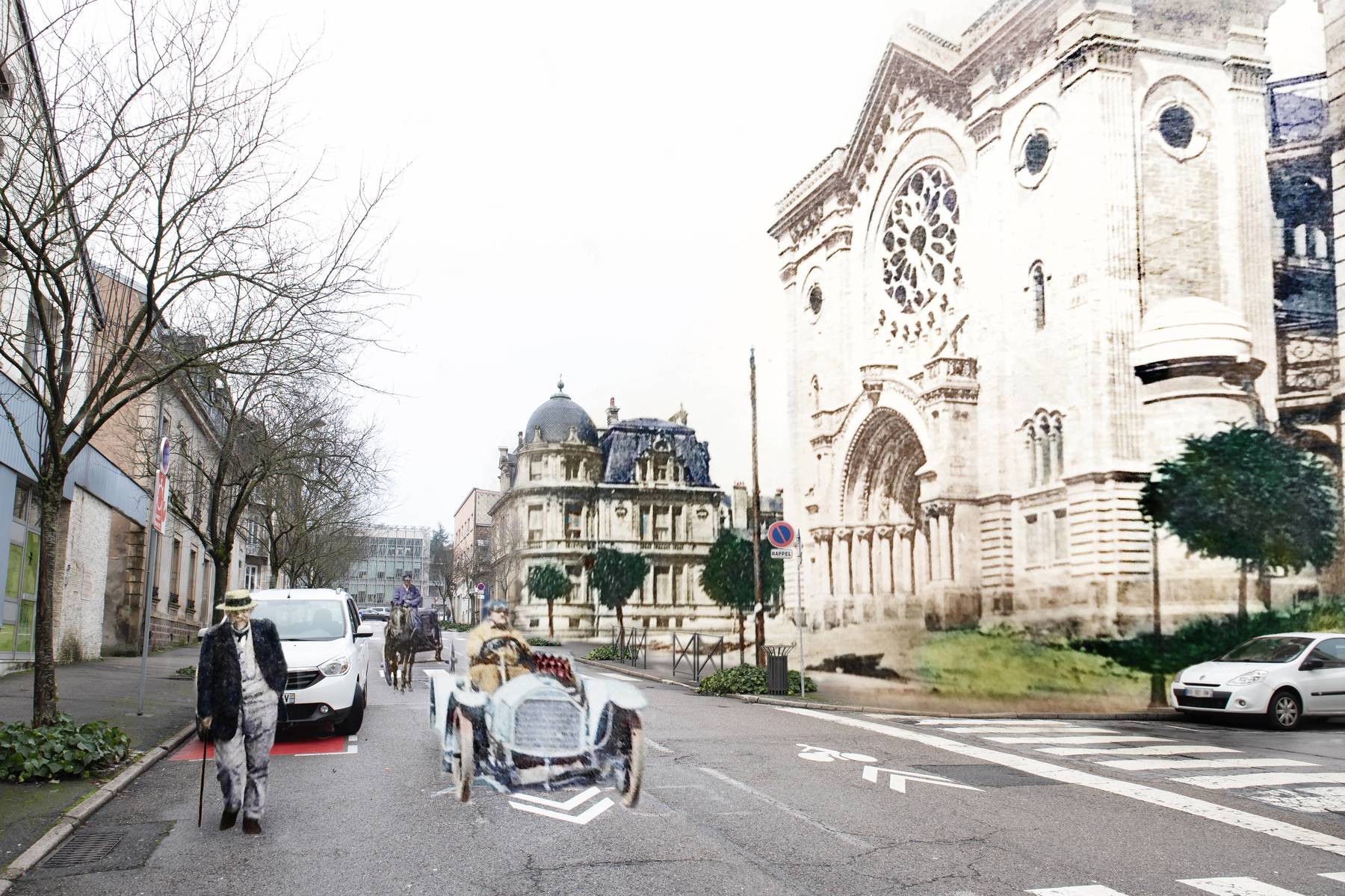 Contenu du Épinal, rue Boulay-de-la-Meurthe et Église Notre-Dame