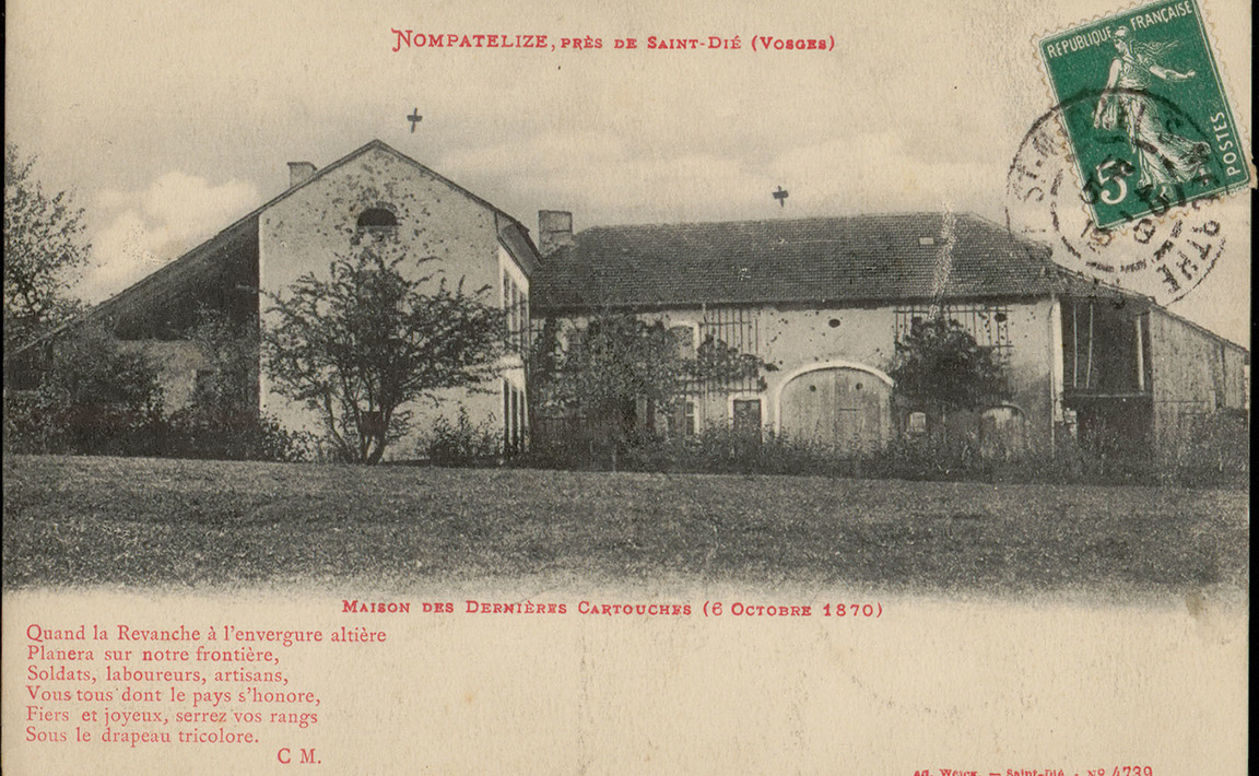 Contenu du Nompatelize, près de Saint-Dié (Vosges), Maison des dernières cartouches (6 octobre 1870)