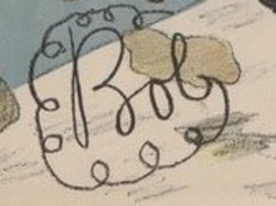 Gyp signe Bob pour ses dessins (détail, image BNF) Détail signature Bob Images_de_Bop_et_de_[
