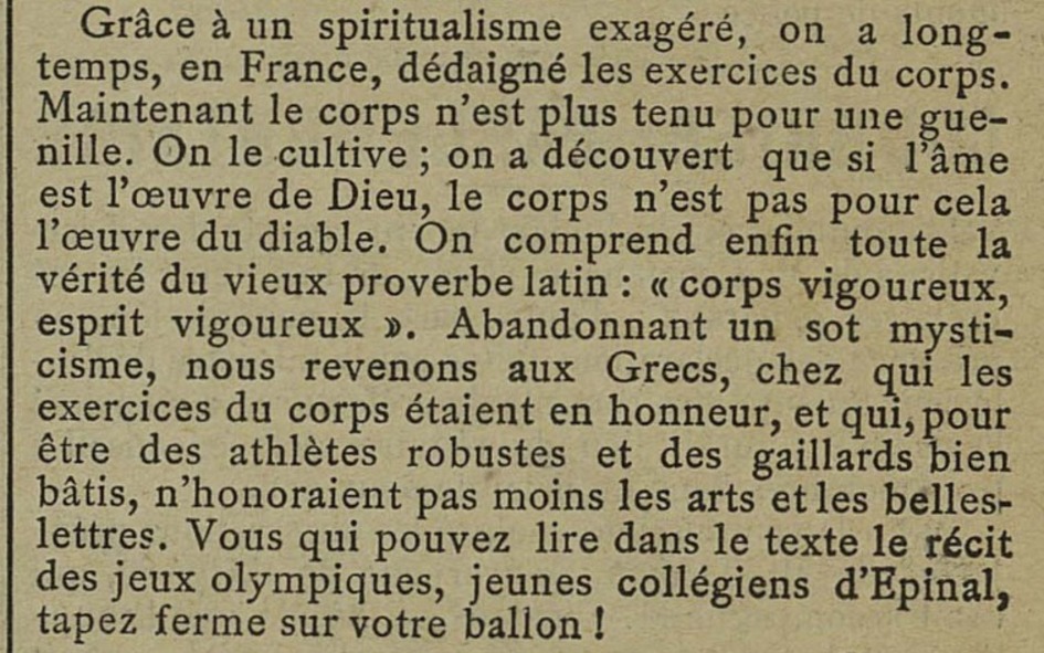 Contenu du Mort et renaissance des Jeux olympiques au XIXe siècle