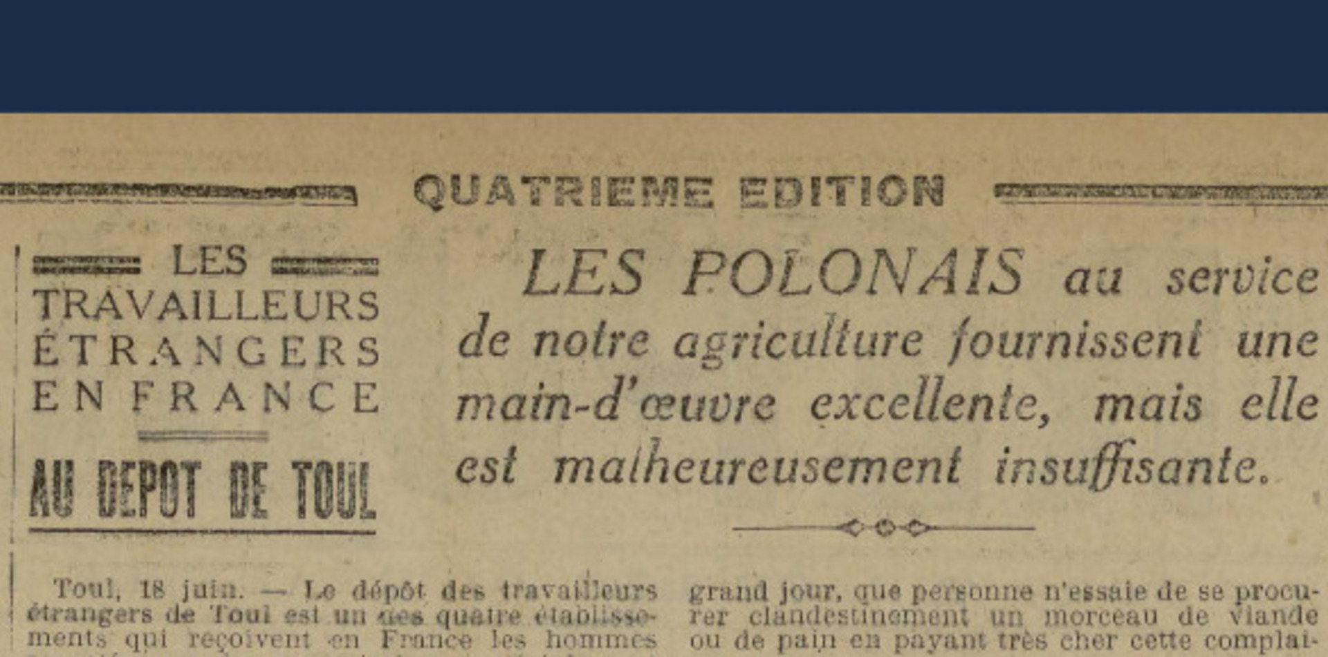 Contenu du Le dépôt de travailleurs étrangers de Toul, 1919-1935